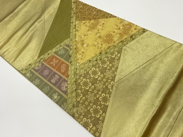 引箔切り嵌め古典柄に花模様織出し袋帯